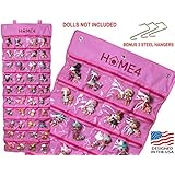 HOME4 LOL Toys Hanging Storage Organizer Carrying Travel, 40 Clear View Pockets, Roll Up, for Small Dolls, Cars, Jewelry, Hair Accessories, Arts & Crafts, Bead, Sewing and More