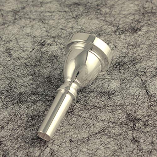 Standard Tuba Mouthpiece Bass Horn with Box and Microfiber Cleaning Cloth, Silver Plated