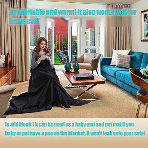 Innocedear Hooded Outdoor Blanket Waterproof Windproof,Portable Wearable Fleece Stadium Blanket&Poncho Blanket For Camping,Travel,Picnic,Sports,Football, Baseball,Bleacher Seat,Car,Beach,Weatherproof