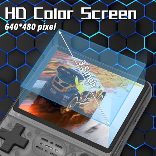 R36s retro Handheld Gaming Console with 64G Cards, Portable Retro Game Consoles Linux Gaming System Emulator 3.5-Inch IPS Screen (Black)