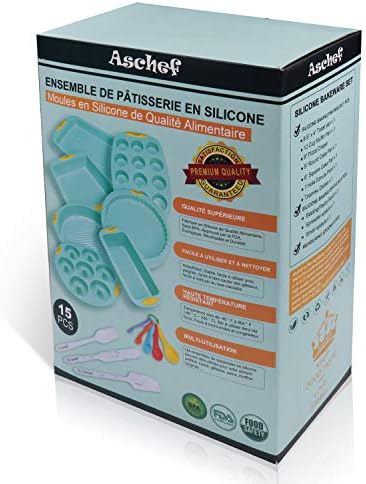 Aschef 15 en 1 casseroles en silicone outils de moule outils de cuisson ensemble pour muffin beignets pizza mousse gâteau pain tarte biscuit antiadhésif résistant à la chaleur sans BPA vert - Cuisine A Vivre Aschef 15 en 1 casseroles en silicone outils de moule outils de cuisson ensemble pour muffin beignets pizza mousse gâteau pain tarte biscuit antiadhésif résistant à la chaleur sans BPA vert