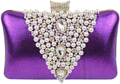 Kaever Fashion Pearl Satin Clutches Purses Evening Bags Wedding Party Handbags for Women