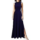 WOOSEA Women Sleeveless High Neck Split Evening Cocktail A-Line Long Dress