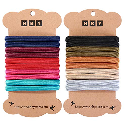 20 Pack: HBY Large Elastics Hair Ties Pony Ponytail Holders for Thick Hair - Stretchy Elastic Hair Bands for Women and Girls
