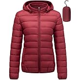 KVE Women's Hooded Packable Ultra Light Coat Warm Short Puffer Jacket