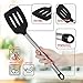 Kitchen Utensil Set With Holder - 8 Piece Silicone, Non-Stick, Cooking Utensils Set With Holder Serving Tongs, Spoon, Spatula Tools, Pasta Server, Ladle, Strainer, Whisk, Holder (Black)
