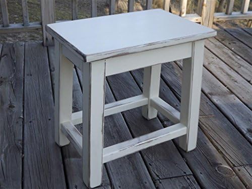 Distressed white wood side table - small end table