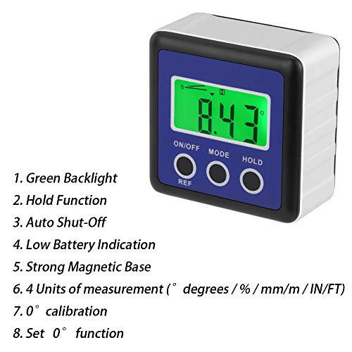 1 Magnetic+Digital+Finder+Waterproof+Inclinometer+Blue
