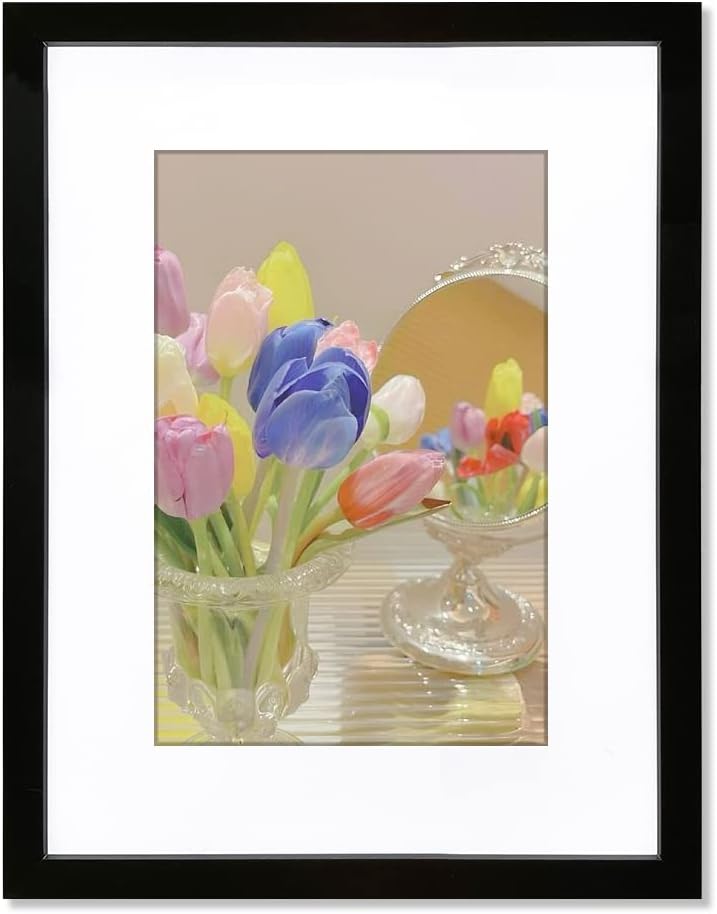 Photo Albums, Frames & Accessories - ALLUCKYAN 17x22 Black Picture Frame Mat for 12x18 Photo Wall Mounting Poster Frame-1pcs