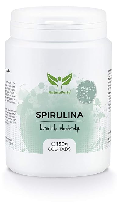 NaturaForte Spirulina Tabletten - 3 Monate Vorrat - Hochdosiert Spirulina Presslinge, Spirulina Pulver Alge ohne Zusätze, Veg