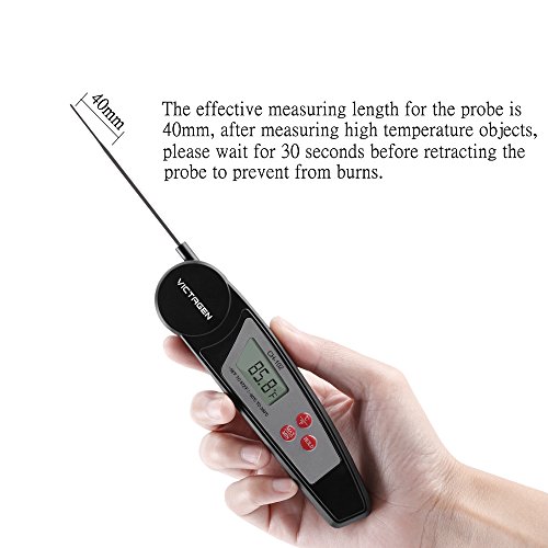 Victagen Instant Reading Thermometer Super Fast Digital Electronic Food Thermometer Cooking Meat Thermometer with Collapsible Internal Probe for Kitchen Cooking BBQ Grill Smoker Candy Outdoor - Thumbnail 3