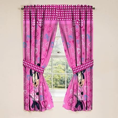 Disney Minnie Mouse Window Panels Curtains Drapes Pink Bow Tique