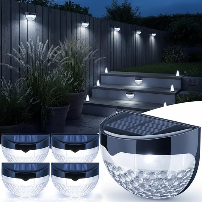 GloBrite Garden Lights - Pack of 4 Outdoor Lights - Waterproof Night Light for Pathway, Patio, Deck, Fence - Solar Security Light with Dusk to Dawn Sensor - Outdoor Lighting