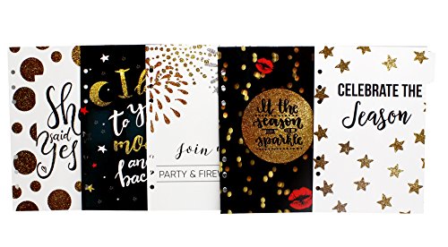 Aimeio Colorful A5 Size 6-Ring Binder Refillable Paper Index Dividers Pages with 5 Tab for Filofax Spiral Notebook Planner,5 Sheets (A5 Black)