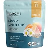 Paromi Organic Sleep with Me Herbal Tea, Resealable Pouch, 15 Count &mdash; Chamomile, Honeybush &amp; Apple, Caffeine Free, Pyramid Sachets