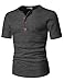 H2H Mens Premium Fitted Short-Sleeve Contrast Color Stitching T-Shirt CHARCOAL US L/Asia XL (JDSK31)