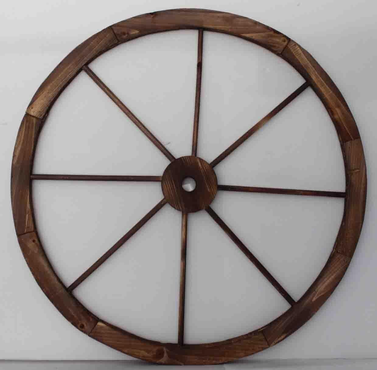 Wagon Wheel Burnt Wood Garden Decoration (75 cm)