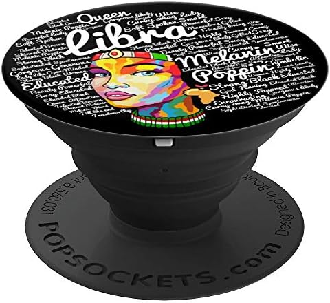 Libra Zodiac Astrology Africa Afro Women Melanin Gift PopSockets Grip and Stand for Phones and Tablets