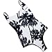 Qpladlse Women's One Piece Reversible Printed Swimwears(YM3005L),Palm Tree,Large