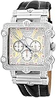 JBW Men's JB-6215-238-B "Phantom" Silver Diamond And Stainless Steel Bezel Leather Band Watch