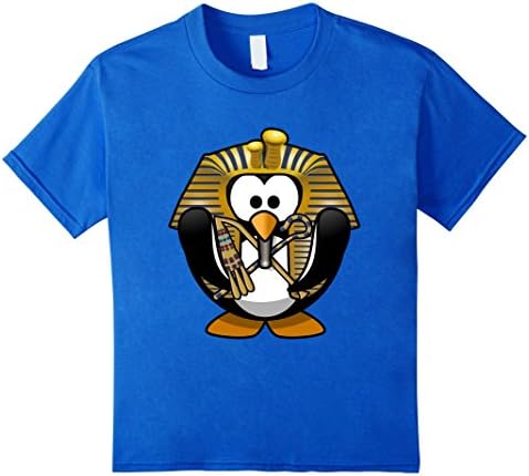 Kids Pharaoh King Tut Penguin Shirt Ancient Egyptian T-Shirt 4 Royal Blue