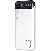 Power Bank 10000mAh Portable Charger Slim External Battery Pack with 2 USB 2.4A Outputs and USB C in/Out Compatible with Huawei iPhone 16 15 14 13 12 iPad Samsung Galaxy S20 Android Tablet (White)
