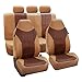 FH Group FH-PU160115 PU Textured High Back Leather Seat Covers, Brown/Beige (Airbag Compatible & Split Bench) W Fit Most Car, Truck, SUV, or Van