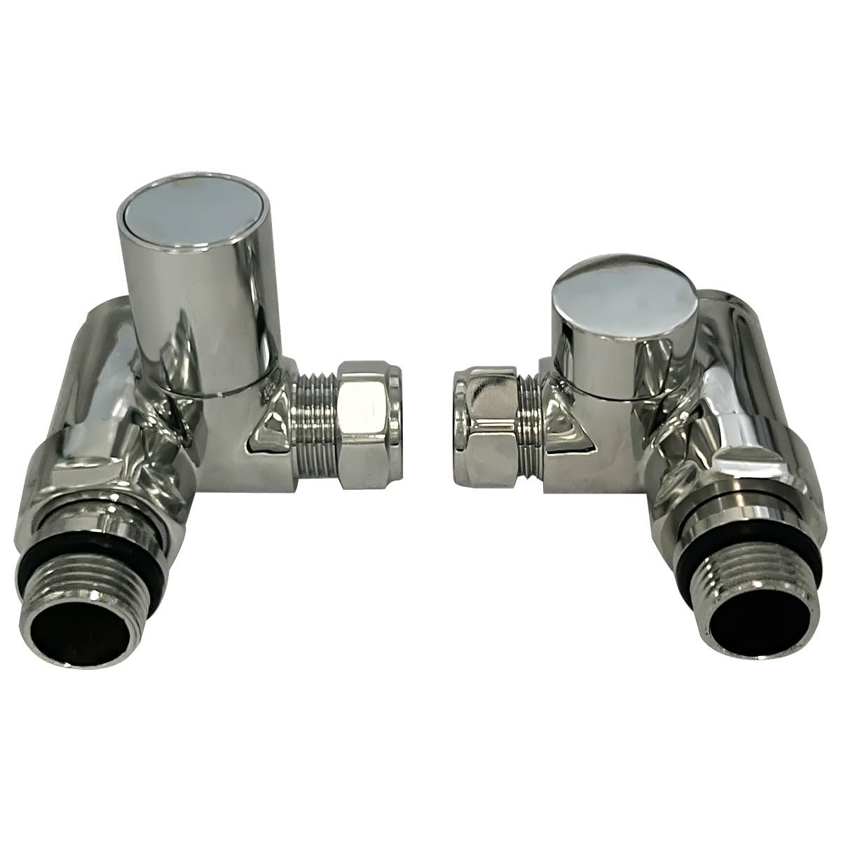 Team Controls Dual Fuel Radiator Valves Angled Corner Valves Towel Rail Chrome 15mm x 1/2"
