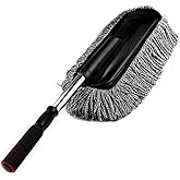 Bargain Crusader Removable Telescopic Car Wax Drag Nano Fiber Car Wash Brush Car Dusting Tool Car Mop Wax Dash Duster Exterior Interior Cleaning Kit (Premium Car Duster 1 Pcs Set, Gray)