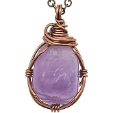 Designs by Nature Gems Handcrafted Birthstone Necklace, Antique Bronze Pendant Necklace with Copper Wire Wrapped Gemstone, 24 Inch Chain