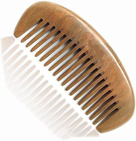 Nature Therapy Green Sandalwood Comb, 12cm Half Moon, Anti Static, Handmade