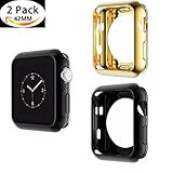 Apple Watch 42mm Case , Sfmn 2-Pack Soft Plating TPU Cover Case for Apple Watch Series 2 / Series 1 42MM (42mm Black+Gold)