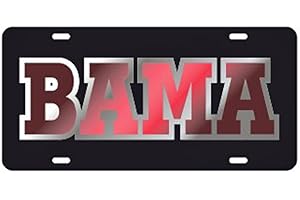 CRAFTIQUE Alabama Crimson Tide Black Bama Laser Cut License Plate