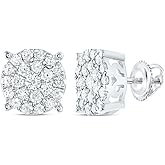 10Kt Yellow or White Gold 1 1/2 Ctw Natural Diamond Round Stud Earring