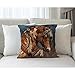 Moslion Indian Horse Cotton Linen Square Decorative Throw Pillow Covers Brown Horse Animal Cushion Cover for Men Boys Livingroom Bedroom Sofa 18x18 Inch