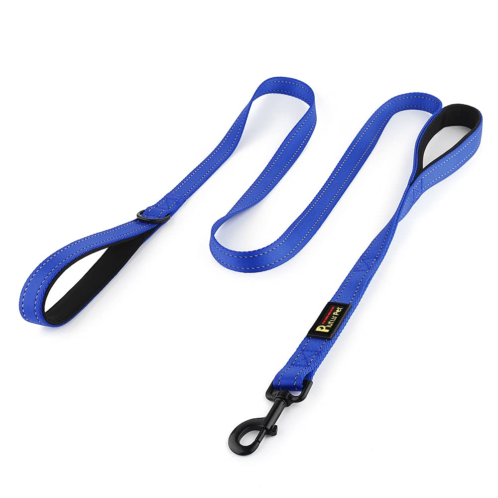 Plutus Pet Dog Lead 6ft Long,Traffic Padded Two Handle,Heavy Duty,Reflective Double Handles Lead for Control Safety Training,Leads for Large Dogs or Medium Dogs,Dual Handles Leashes(Navy Blue）