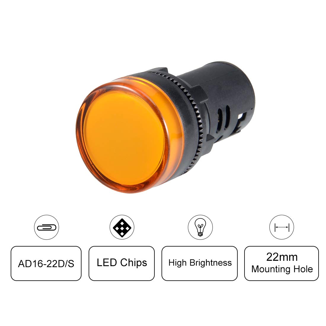 uxcell 10Pcs AC/DC 110V Indicator Lights, Yellow LED, Flush Panel Mount 7/8" 22mm: Industrial & Scientific