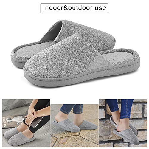 Neeseelily Women Memory Foam Comfort Anti-Slip House Slippers Slip On Breathable House Shoes Indoor Outdoor (8.5-9 B(M) US, Grey)