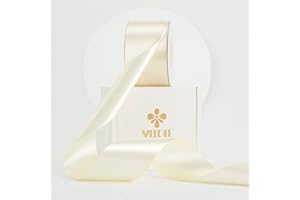 MEEDEE Ivory Satin Ribbon 2 Inch Ivory Ribbon Lux Satin Double Faced Ribbon by 25 Yards Ivory Silk Ribbon Beige Satin Ribbon for Gift Wrapping, Satin Weddings, Flower Bouquet, Holiday Decorating