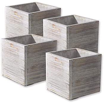 Amazon.com: Rustic Whitewash Wood Planter Box with Plastic 