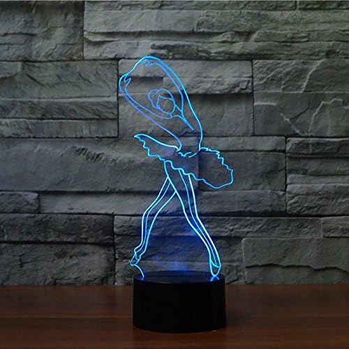 New 3D Ballerina Ballet Girl Night Light Illusion Lamp 7 Color Change LED Touch USB Table Gift Kids Toys Decor Decorations Christmas Valentines Gift
