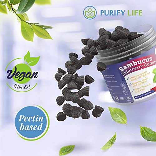 Elderberry Gummies for Kids & Adults Sambucus, Vitamin C and Zinc (45