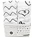 B.B. Swanky Swaddle Blankets 2-Pack by Bodacious Bambino | Soft Baby Muslin Blankets | Swaddling Blankets with Hearts & Zig Zags