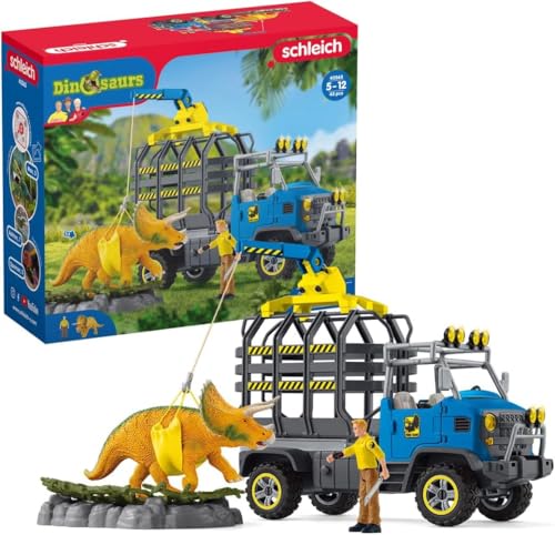 SCHLEICH Dinosaurs | Dinosaurier Truck Mission 42565 | Spielset mit Dino Figur, Ranger, Truck und viel Zubehör | tolles Geschenk für Kinder | Dinosaurier Spielzeug ab 4 Jahren | Set aus 43 Teilen