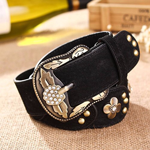 Yisanling Yd Fashion Wide Lady Belt Diamond Pin Leather Belt