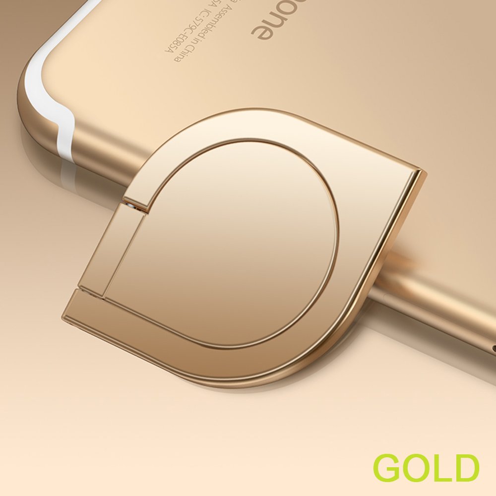 Finger Ring Phone Grip, HIKIN Cell-Phone Knob Key Rings Button Mount/Stand/Holder/Catch/Handle For iPhone X 8 7 Galaxy S9 S8 Note8 Friendly With Cases (Gold)