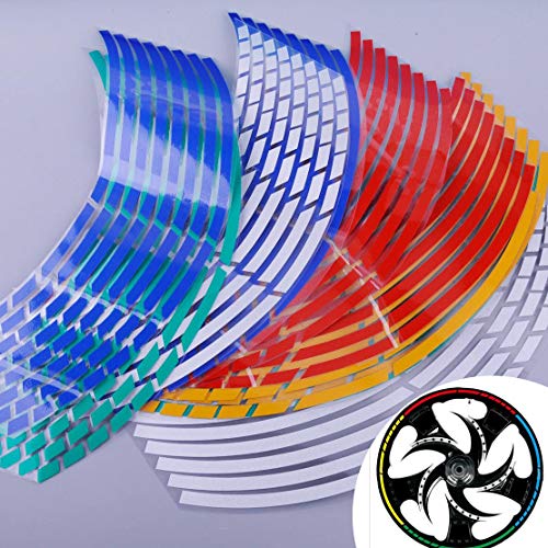 YOUNGFLY 16Pcs Motorcycle Car Wheel Rim Reflective Strips Tape Decal Stickers Bike Bicycle 18" Blue