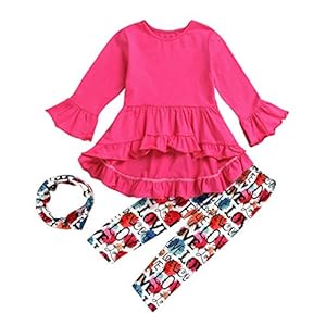 WEXCV Babyjurk voor meisjes, Valentijnsdag, kleine kinderen, shirt met lange mouwen, top + letter ‘Love’ print broek…