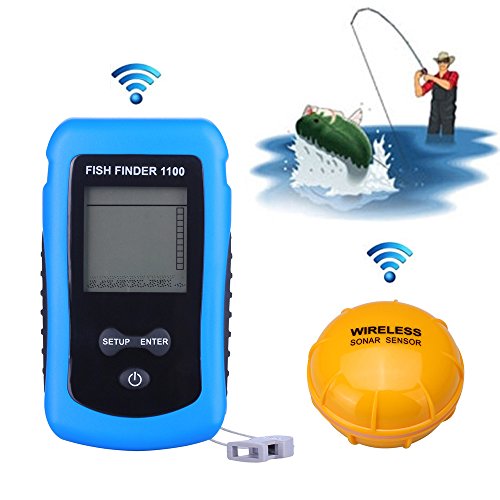 BlueFire Wireless Portable Fish Finder Depth Sonar Sounder Alarm Transducer Underwater Fishing Boat Fishfinder Bite Alarm Retail Box