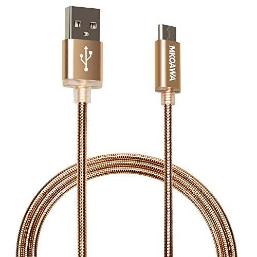 USB Type C Cable, MKOAWA USB C Cable 1m / 3.3ft Metal Braided Fast Charger Cord (USB 3.0) for Samsung Galaxy Note 8, S8, S8 Plus, LG G6 G5 V30 V20, Google Pixel, Nintendo Switch, Macbook (Gold)